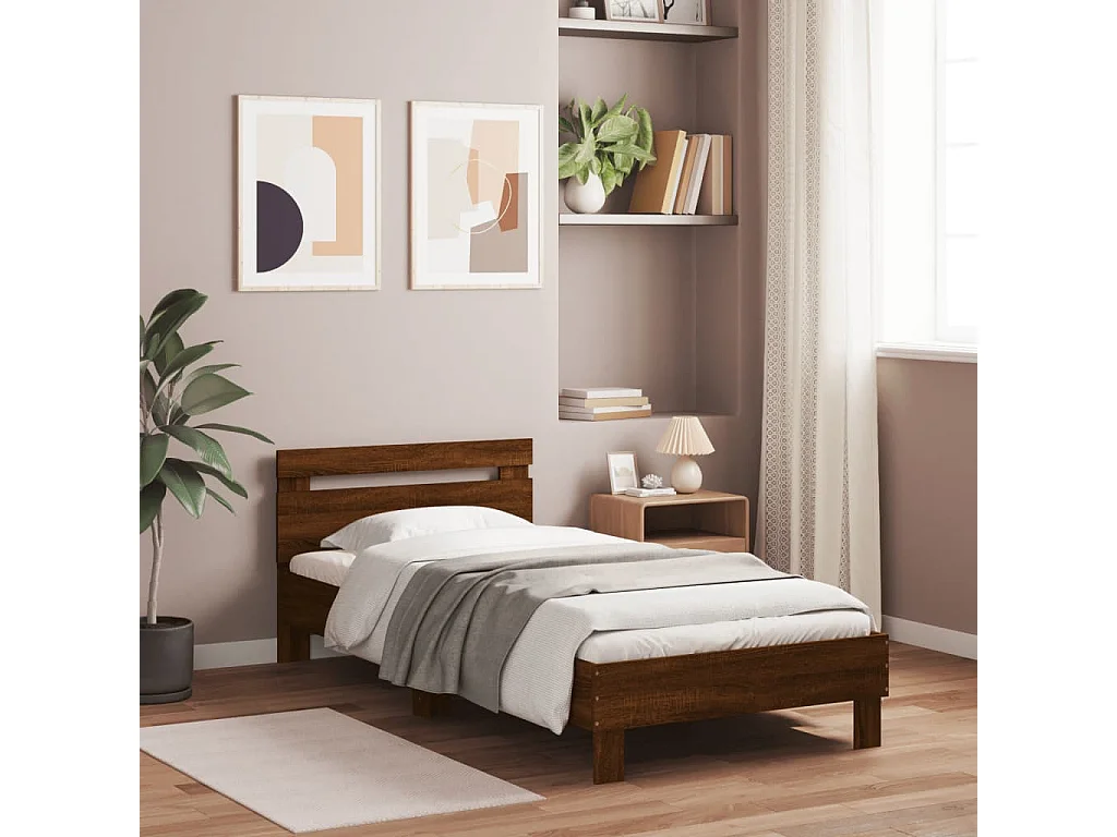 Lit simple | Lit adulte, enfant | Cadre de lit avec tête de lit 100x200 cm