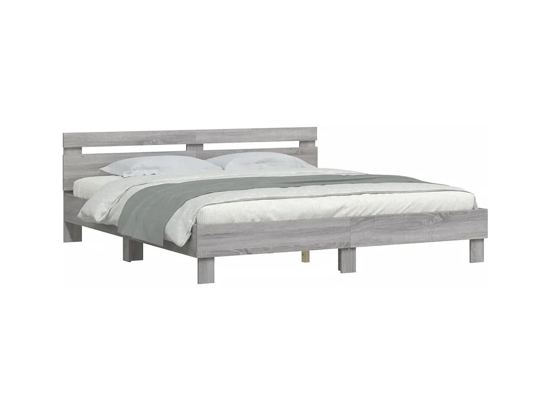 Lit double | Lit adulte | Cadre de lit sonoma gris 180x200 cm