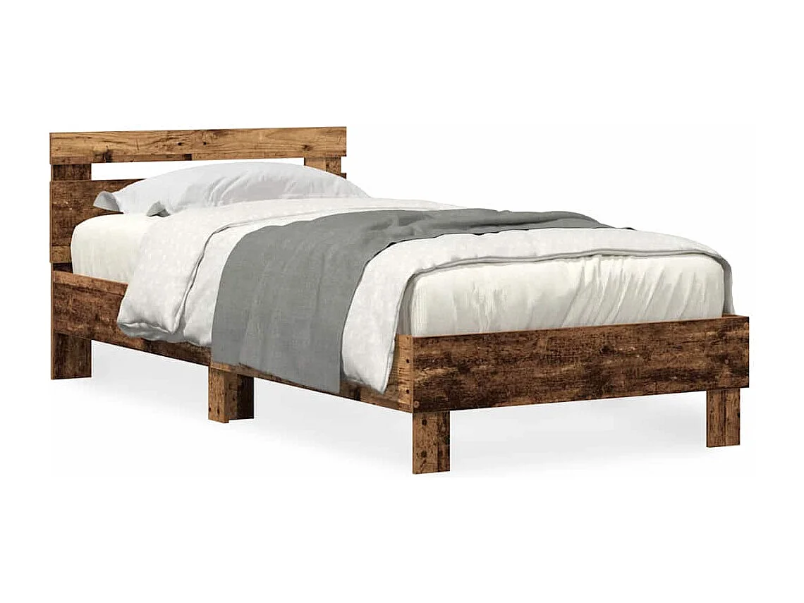 Lit simple | Lit adulte, enfant | Cadre de lit Bois ancien 100x200 cm Bois d'ingénierie