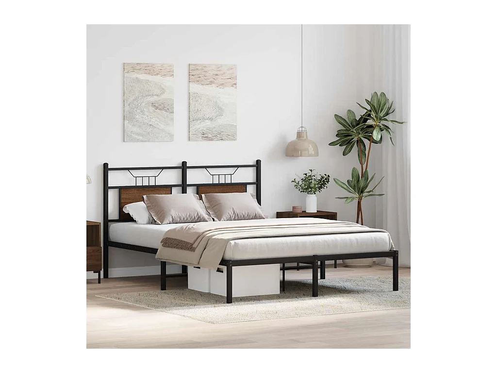 Lit double | Lit adulte | Cadre de lit chêne marron 150x200 cm