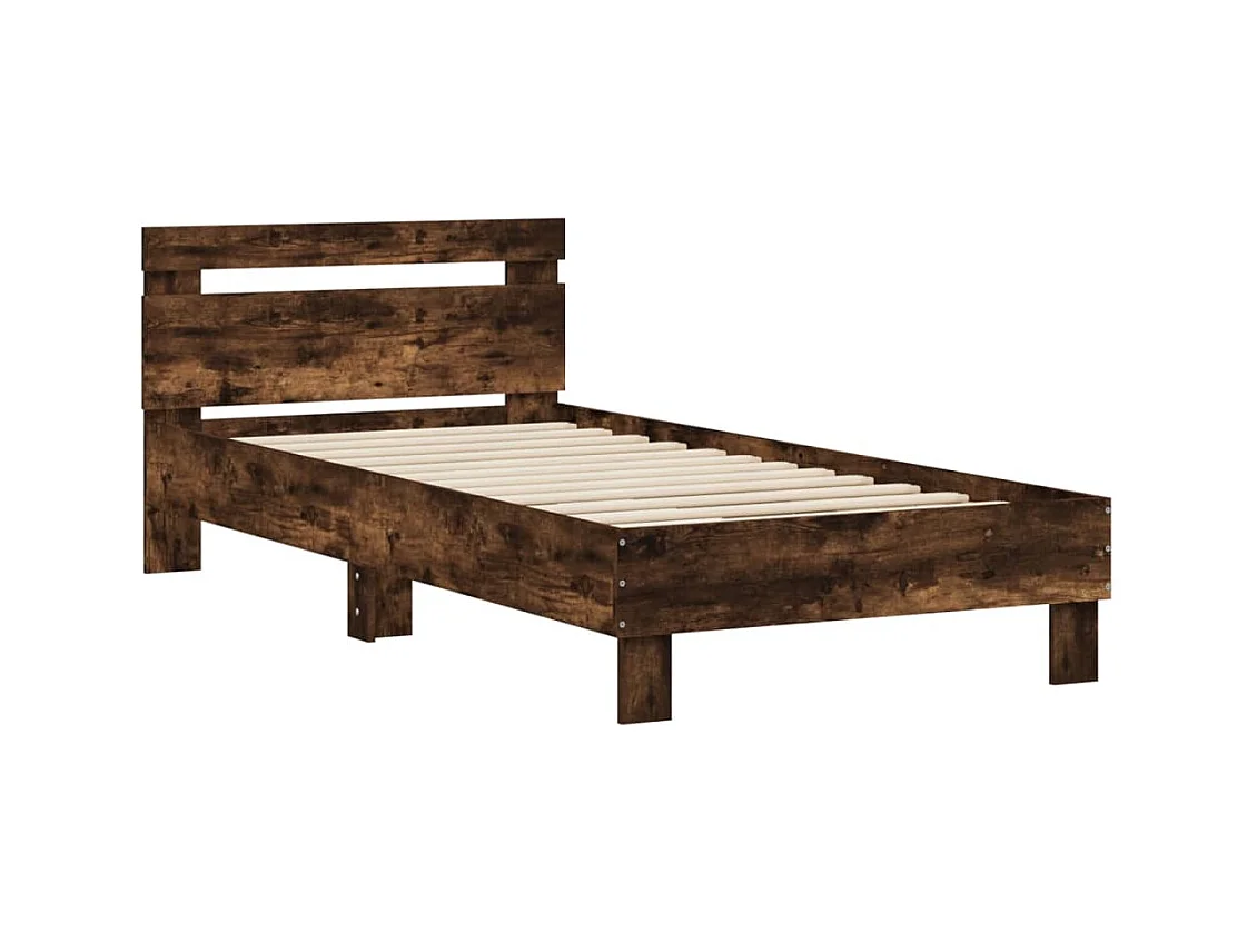 Lit simple | Lit adulte, enfant | Cadre de lit avec tête de lit chêne fumé 90x200 cm