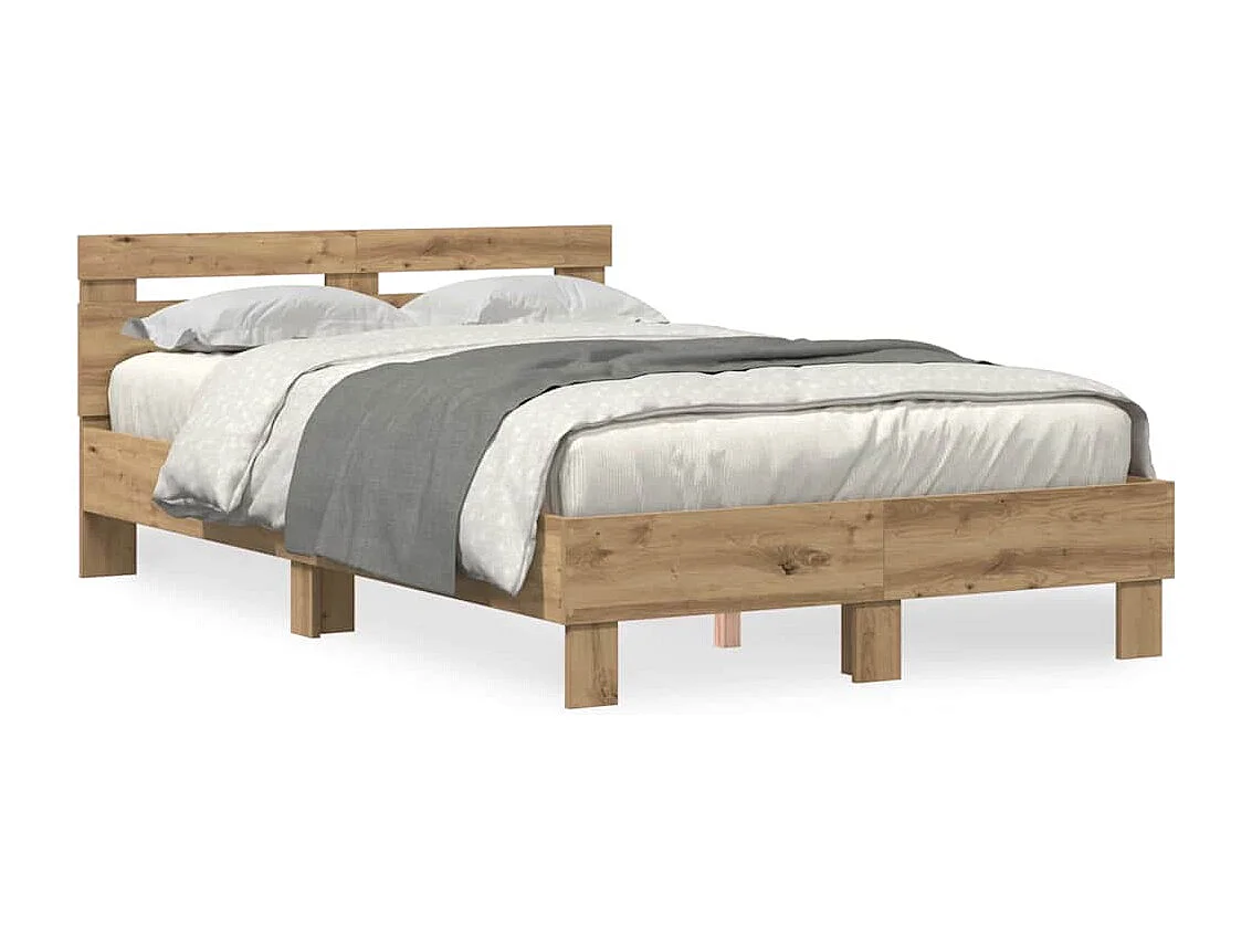 Lit simple | Lit adulte, enfant | Cadre de lit chêne artisanal 120x190 cm Bois d'ingénierie