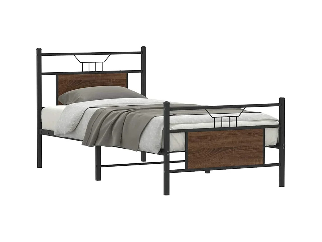 Lit simple | Lit adulte, enfant | Cadre de lit chêne marron 90x200cm bois ingénierie