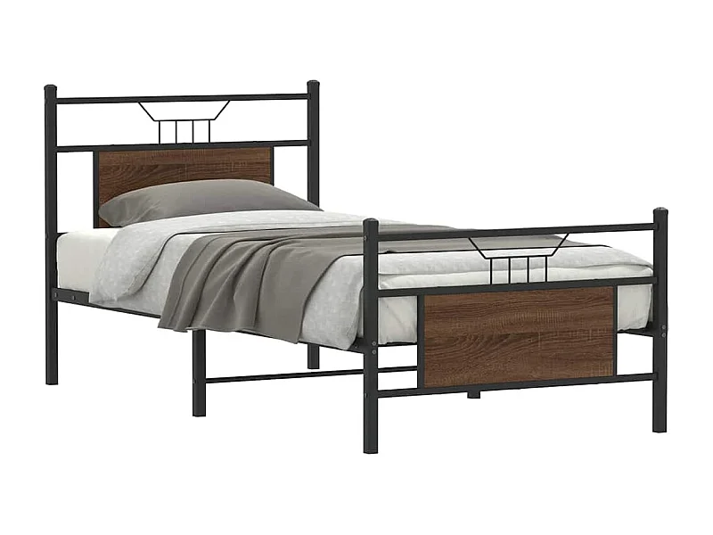 Letto per adulti | Letto singolo | Giroletto senza Materasso Rovere Marrone 90x200cm in Truciolato