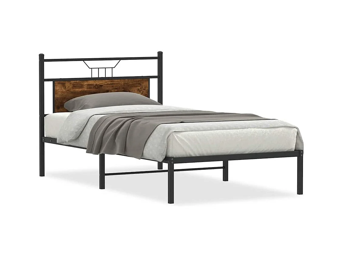 Lit simple | Lit adulte, enfant | Cadre de lit chêne fumé 100x200 cm bois ingénierie