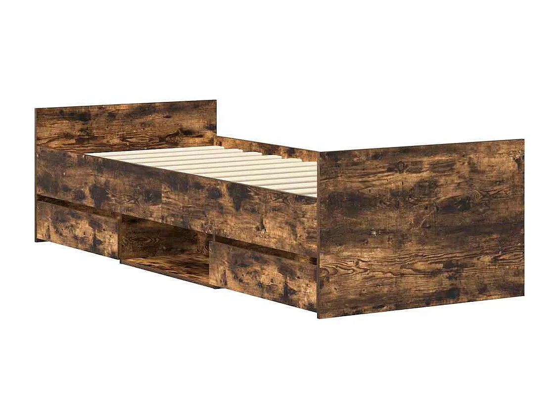Lit simple | Lit adulte, enfant | Cadre de lit chêne fumé 90x190 cm