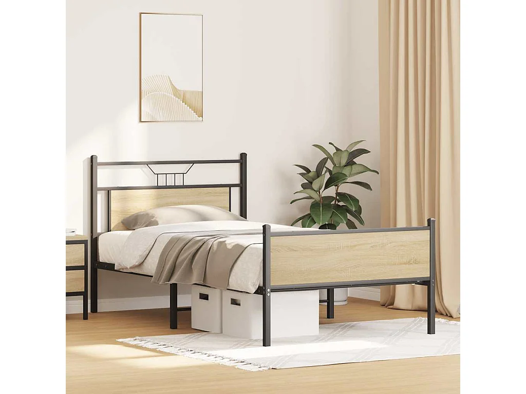 Lit simple | Lit adulte, enfant | Cadre de lit chêne sonoma 107x203 cm