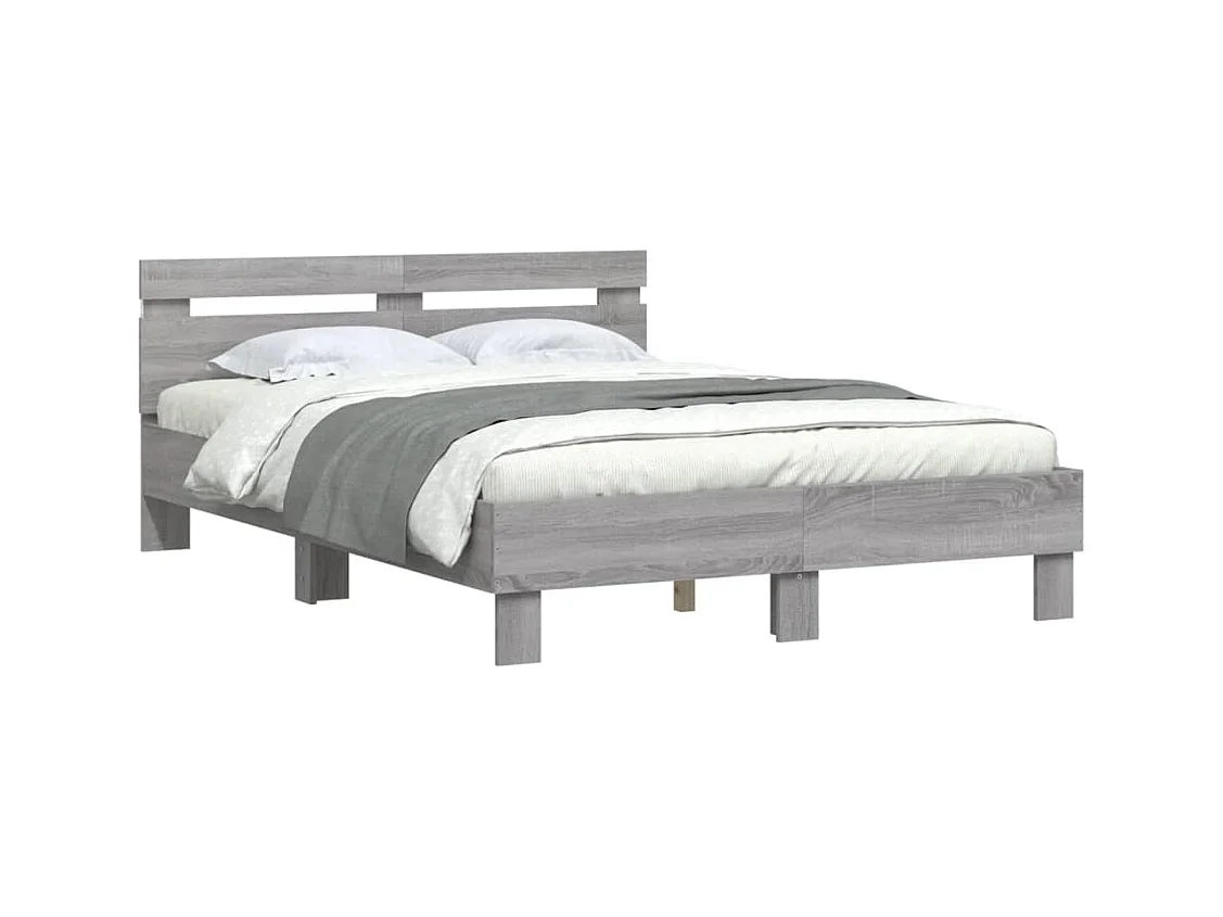 Lit double | Lit adulte | Cadre de lit avec LED sonoma gris 135x190 cm