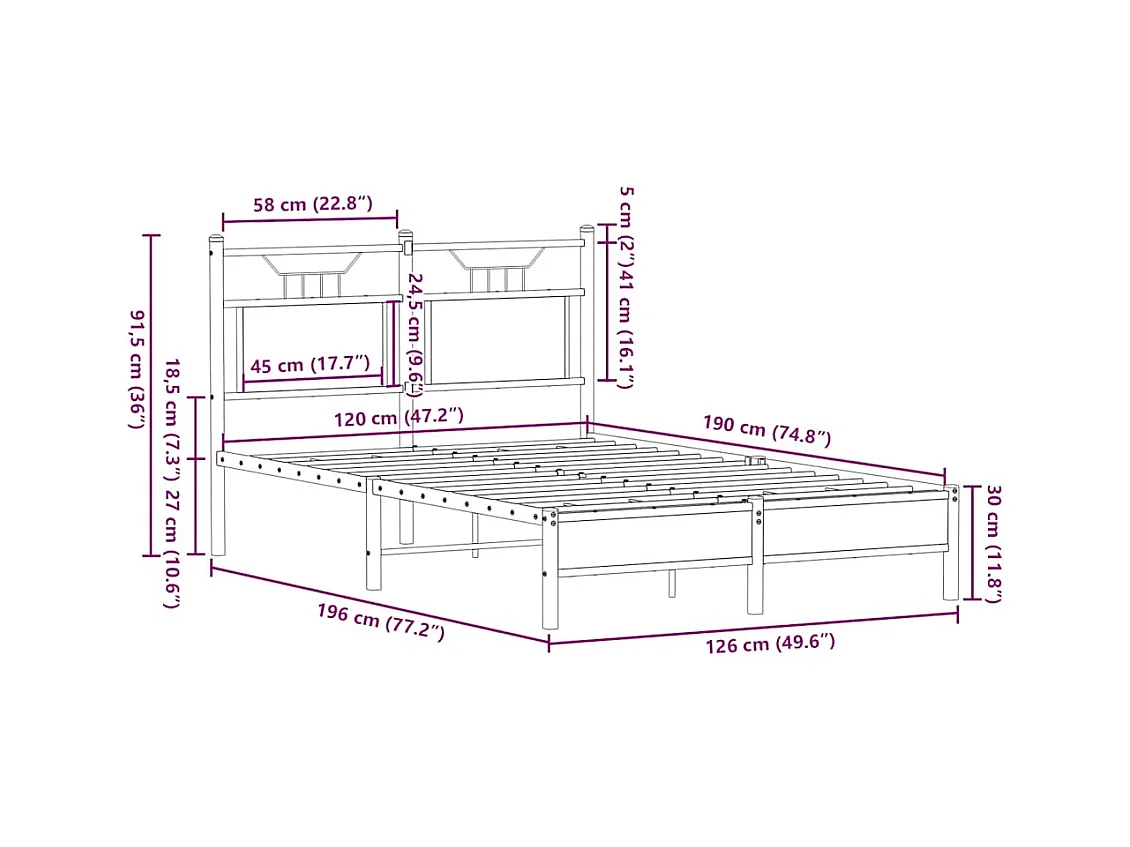 Lit simple | Lit adulte, enfant | Cadre de lit chêne sonoma 120x190 cm