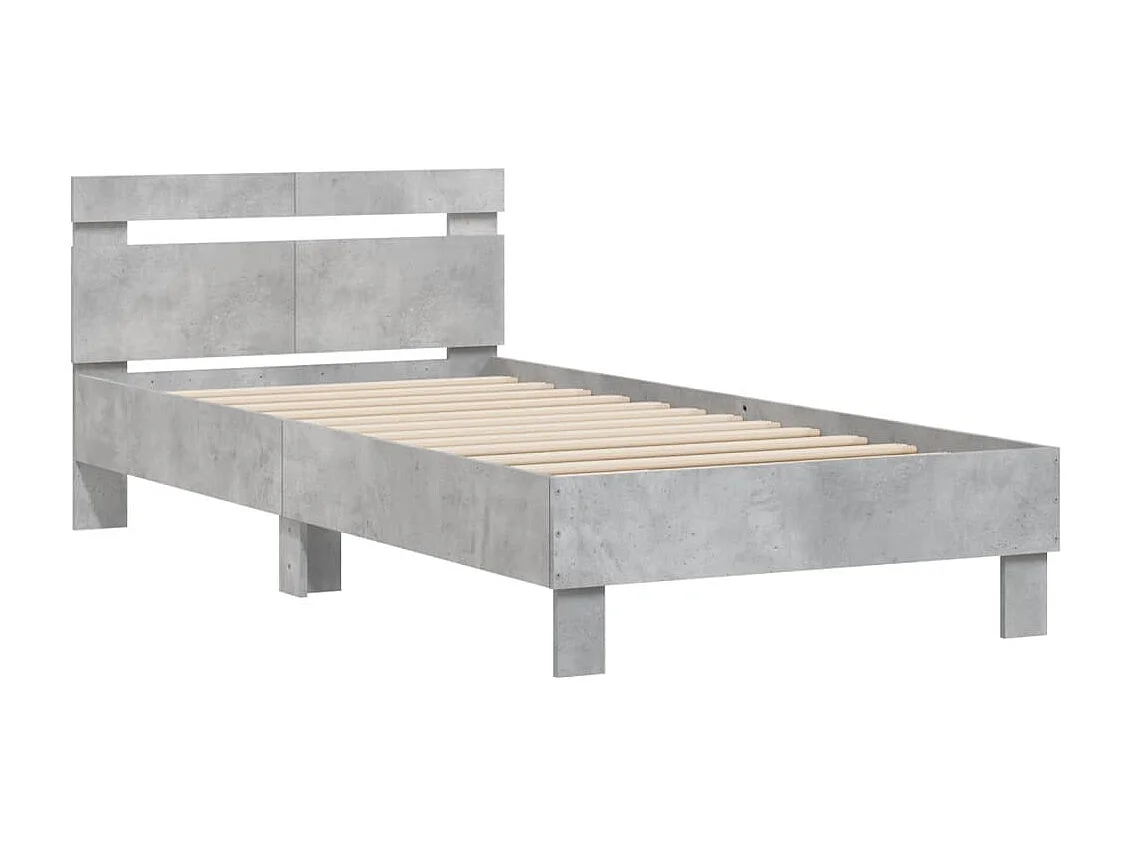 Lit simple | Lit adulte, enfant | Cadre de lit avec tête de lit gris béton 100x200cm