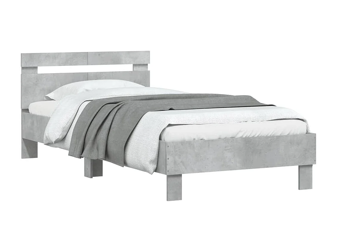 Lit simple | Lit adulte, enfant | Cadre de lit avec tête de lit gris béton 100x200cm