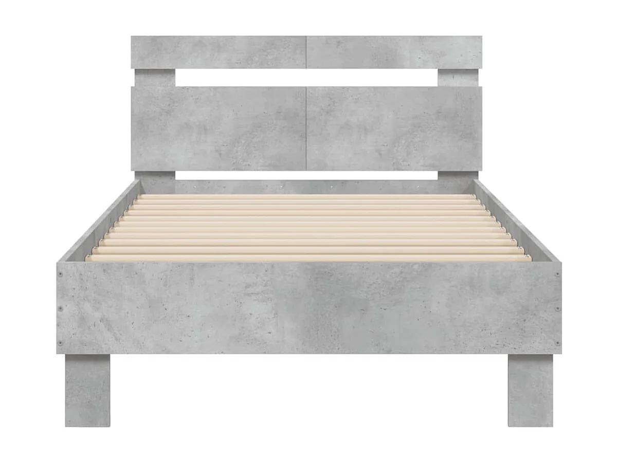 Lit simple | Lit adulte, enfant | Cadre de lit avec tête de lit gris béton 100x200cm