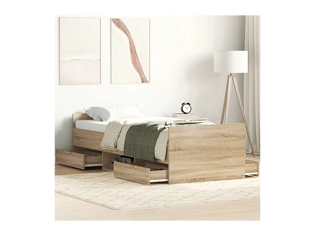Lit simple | Lit adulte, enfant | Cadre de lit chêne sonoma 100x200 cm