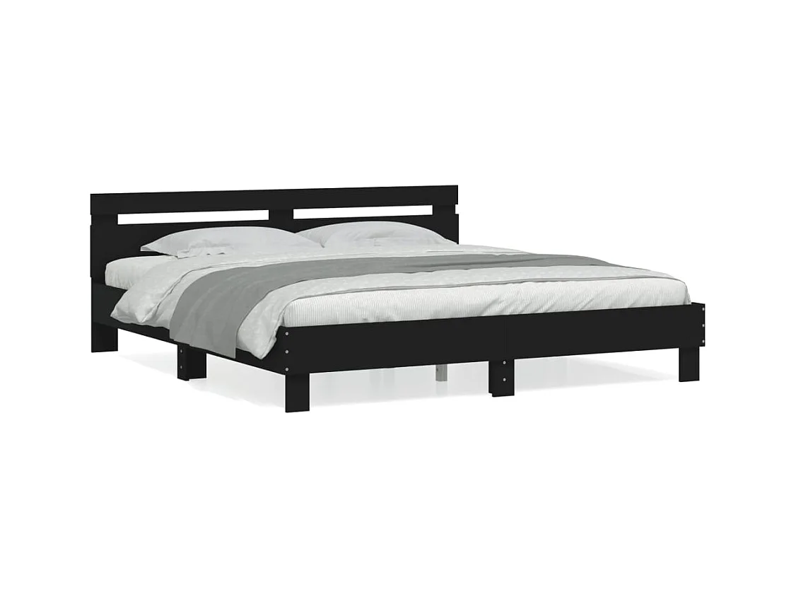 Lit double | Lit adulte | Cadre de lit noir 180x200 cm