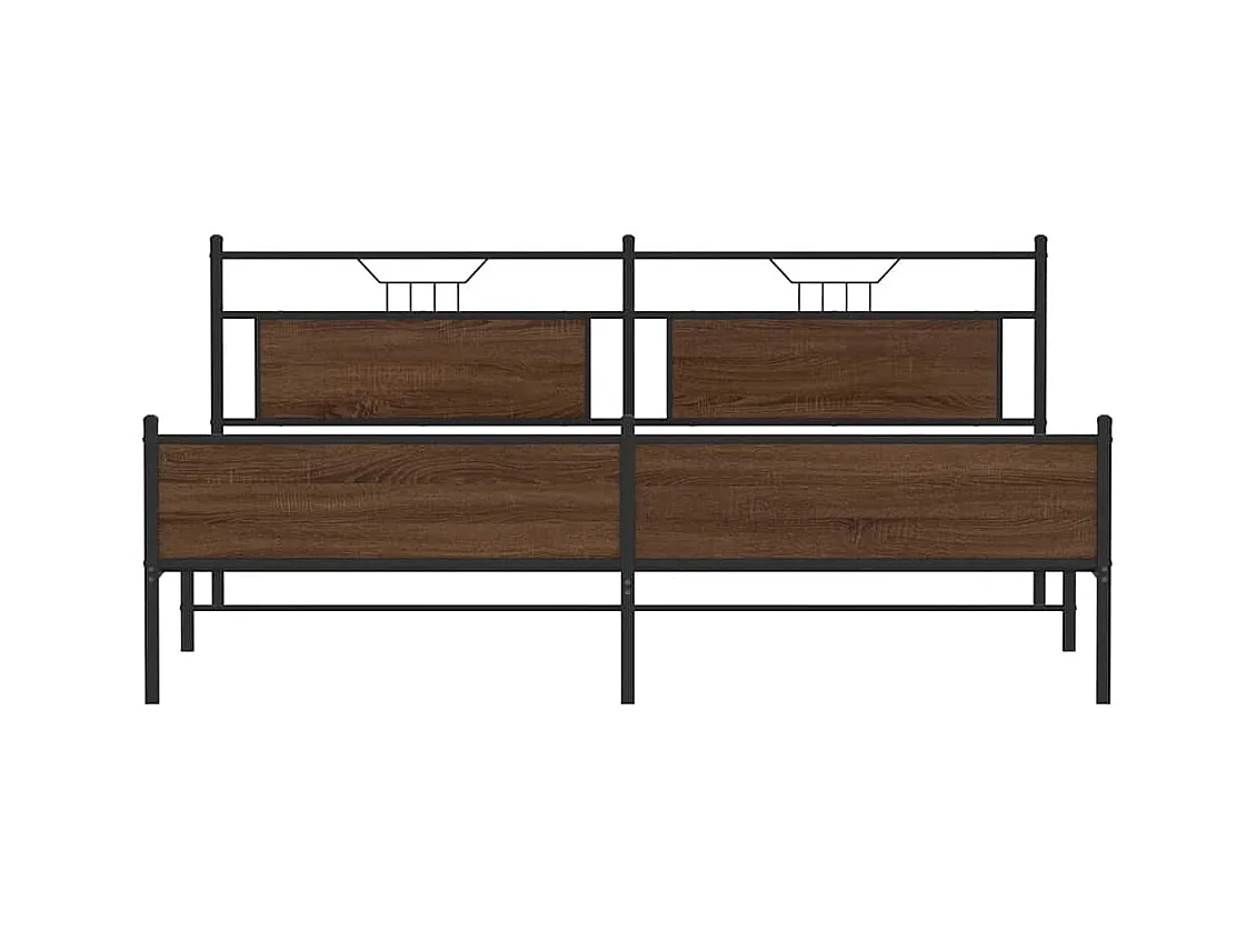 Lit double | Lit adulte | Cadre de lit en métal chêne marron 200x200 cm