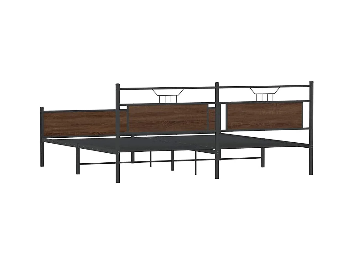 Lit double | Lit adulte | Cadre de lit en métal chêne marron 200x200 cm
