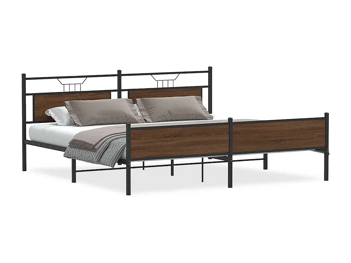 Lit double | Lit adulte | Cadre de lit en métal chêne marron 200x200 cm