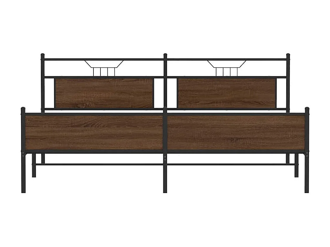 Lit double | Lit adulte | Cadre de lit en métal chêne marron 200x200 cm