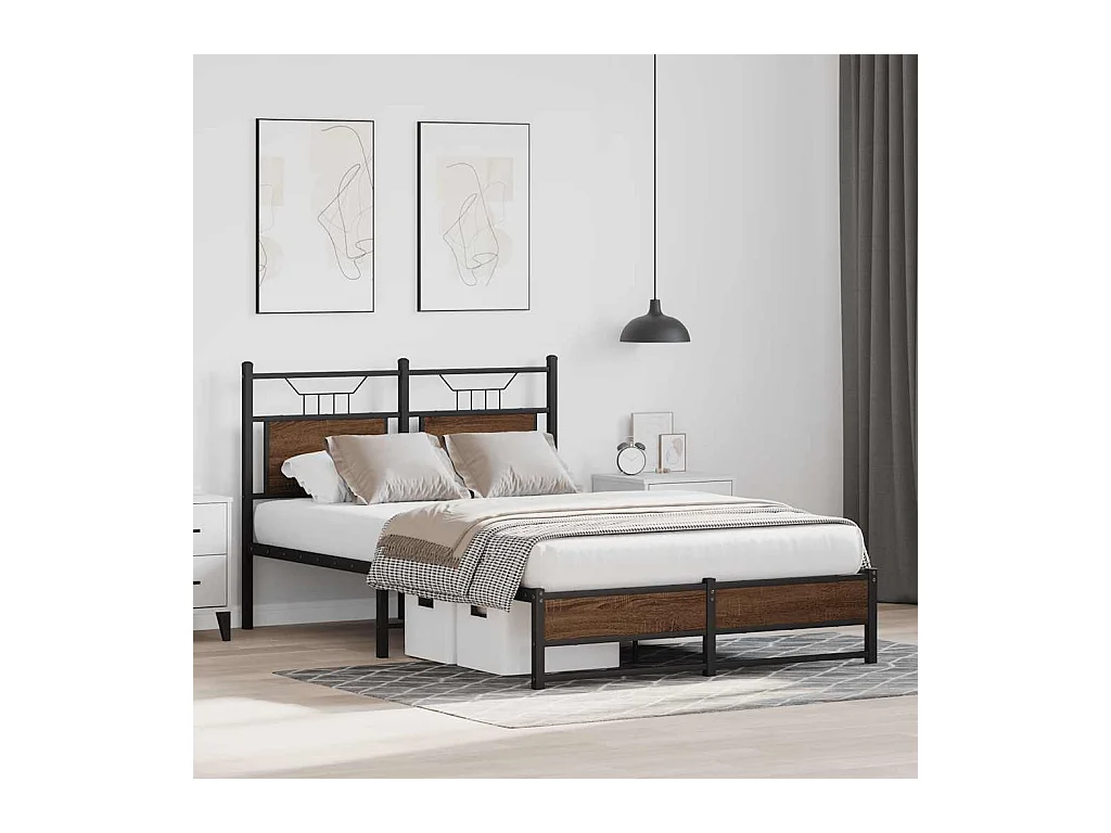 Lit simple | Lit adulte, enfant | Cadre de lit chêne marron 120x190 cm