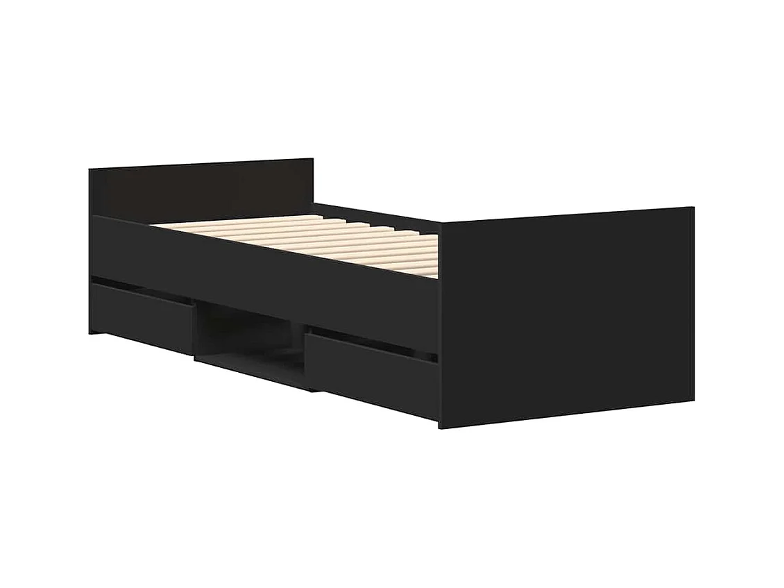 Lit simple | Lit adulte, enfant | Cadre de lit noir 90x200 cm