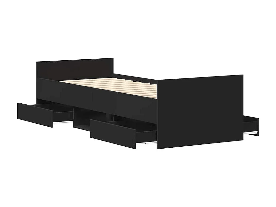 Lit simple | Lit adulte, enfant | Cadre de lit noir 90x200 cm