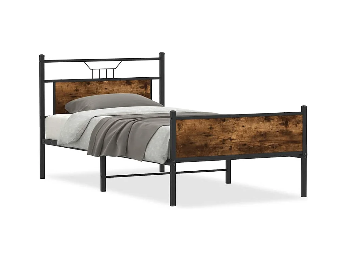 Lit simple | Lit adulte, enfant | Cadre de lit chêne fumé 100x190 cm bois ingénierie