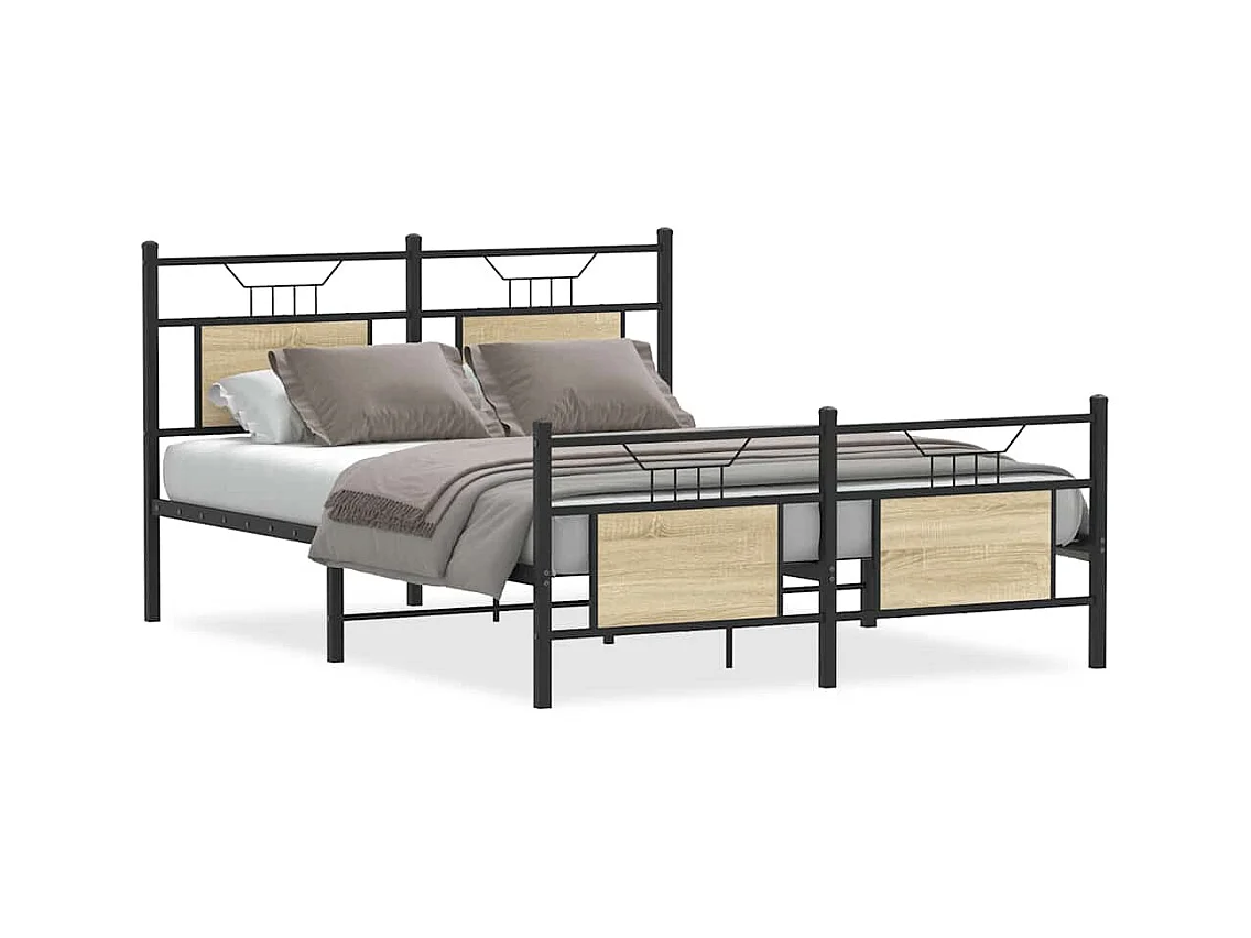 Lit double | Lit adulte | Cadre de lit chêne sonoma 150x200 cm