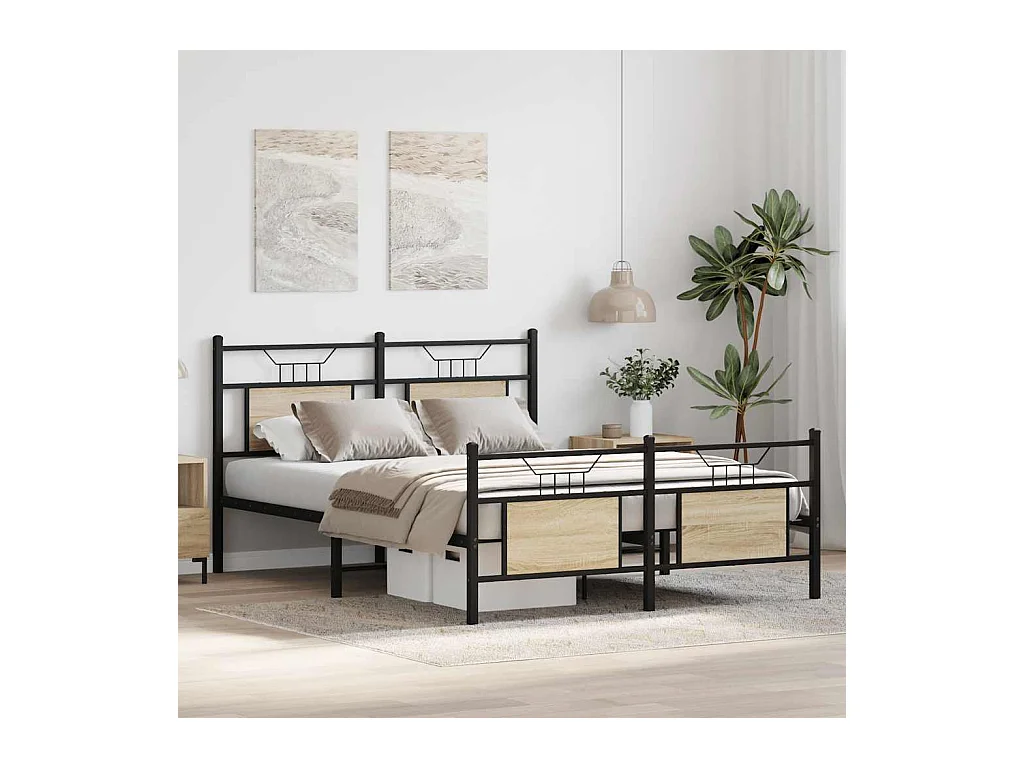 Lit double | Lit adulte | Cadre de lit chêne sonoma 150x200 cm