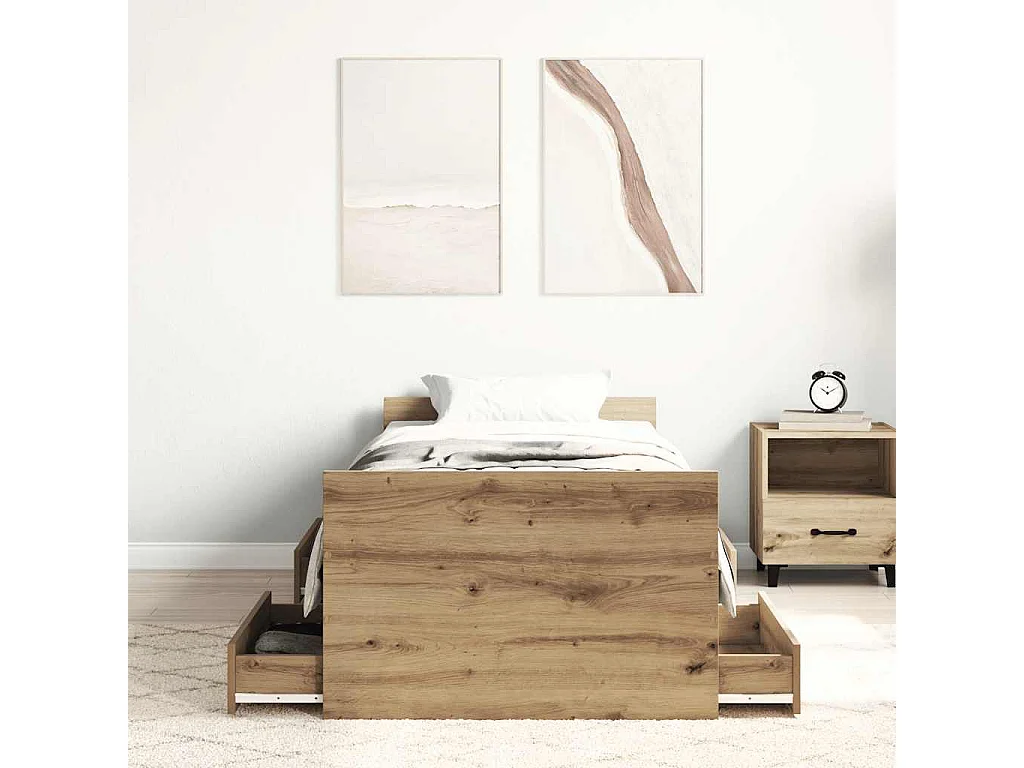 Lit simple | Lit adulte, enfant | Cadre de lit chêne artisanal 100x200 cm