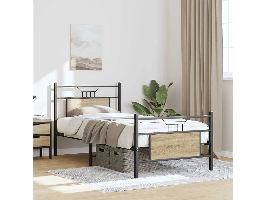 Lit simple | Lit adulte, enfant | Cadre de lit chêne sonoma 75x190 cm