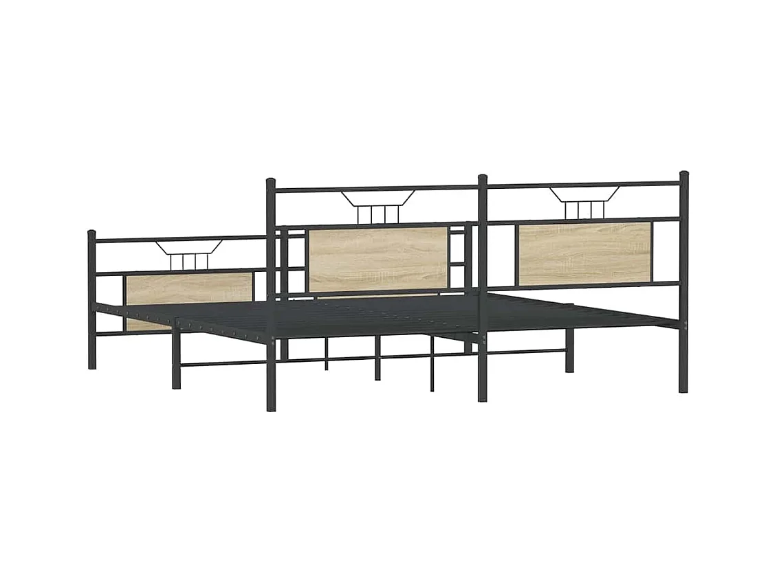 Lit double | Lit adulte | Cadre de lit en métal chêne sonoma 180x200 cm