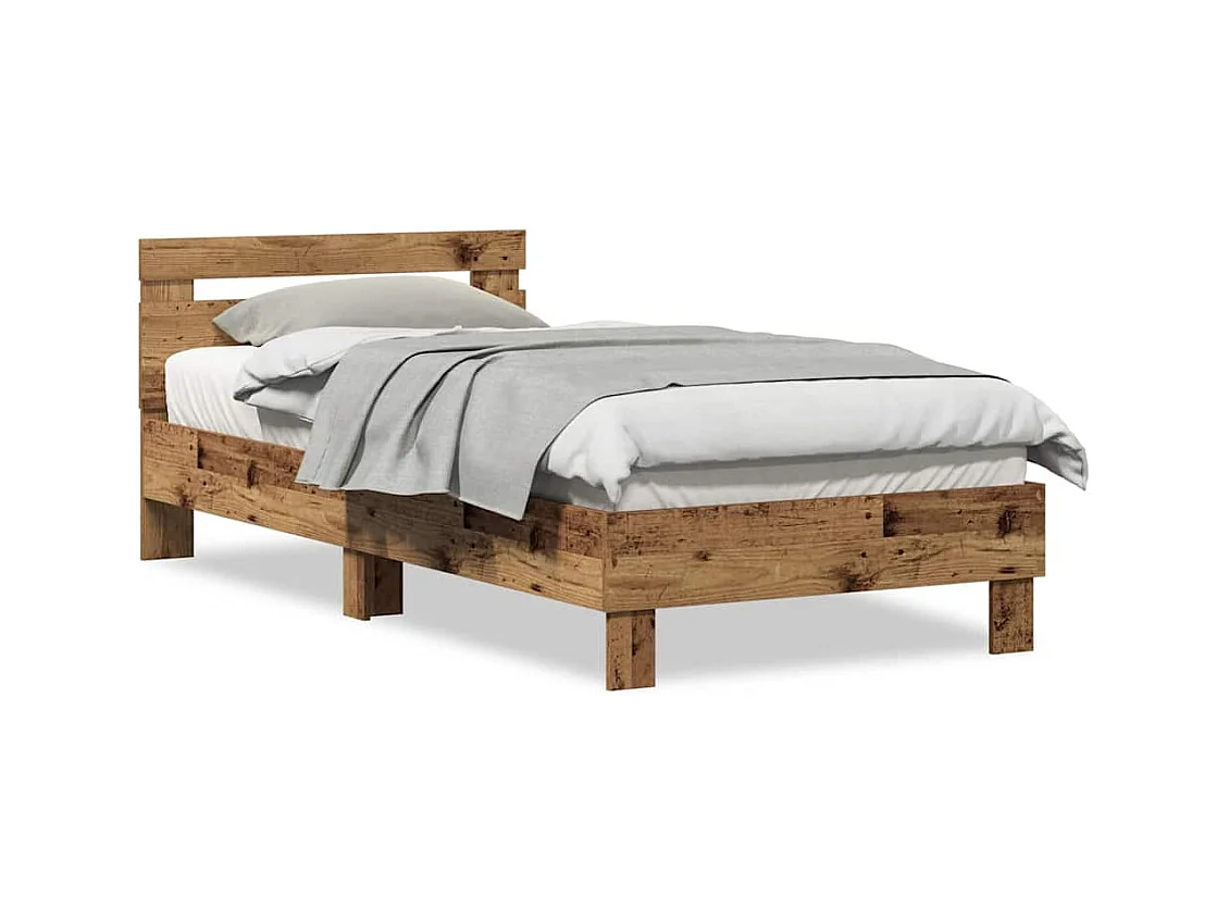 Lit simple | Lit adulte, enfant | Cadre de lit Bois Ancien 90x200 cm Bois d'ingénierie