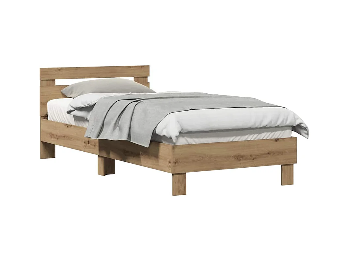 Lit simple | Lit adulte, enfant | Cadre de lit Chêne artisanal 90x200 cm Bois d'ingénierie