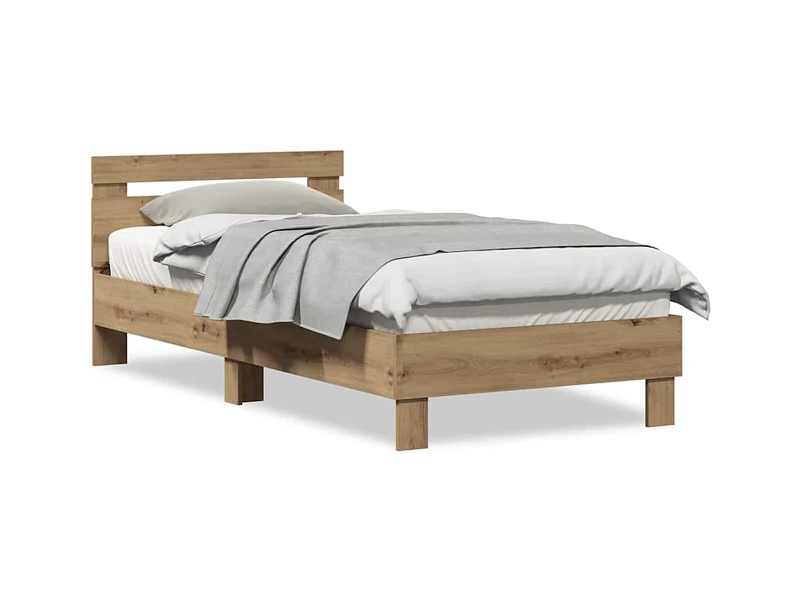 Lit simple | Lit adulte, enfant | Cadre de lit Chêne artisanal 90x200 cm Bois d'ingénierie