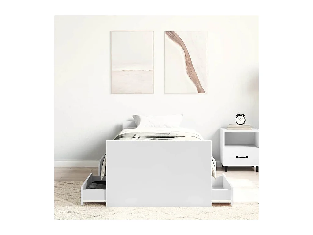 Lit simple | Lit adulte, enfant | Cadre de lit blanc 100x200 cm