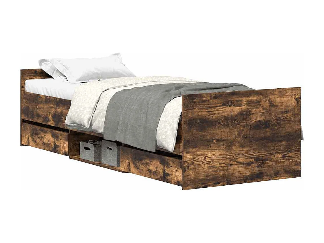 Lit simple | Lit adulte, enfant | Cadre de lit chêne fumé 75x190 cm