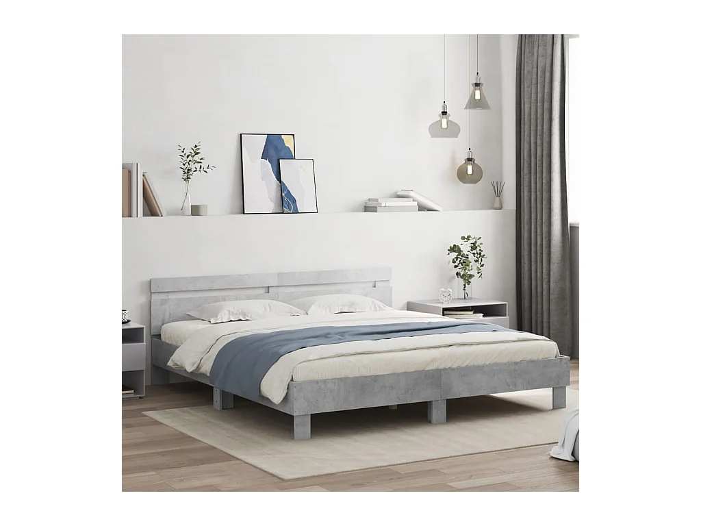 Lit double | Lit adulte | Cadre de lit gris béton 160x200 cm