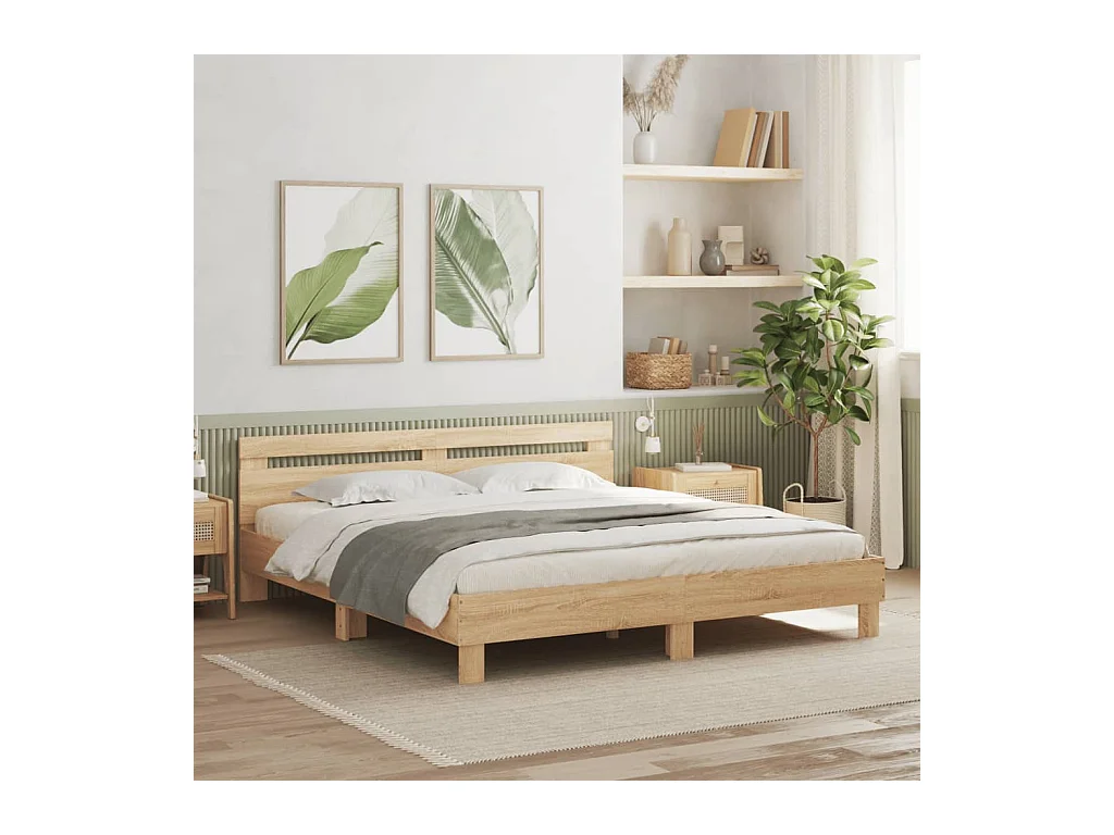 Lit double | Lit adulte | Cadre de lit chêne sonoma 200x200 cm
