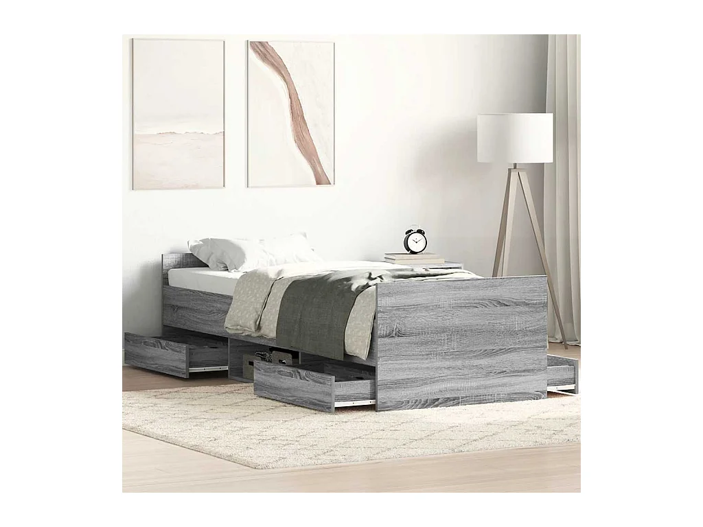 Lit simple | Lit adulte, enfant | Cadre de lit sonoma gris 90x190 cm