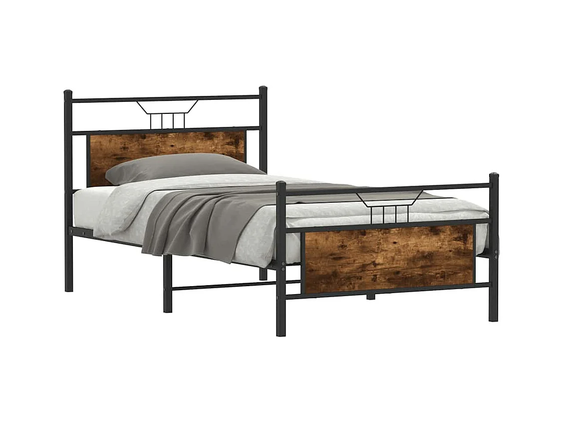 Lit simple | Lit adulte, enfant | Cadre de lit chêne fumé 100x190 cm bois ingénierie