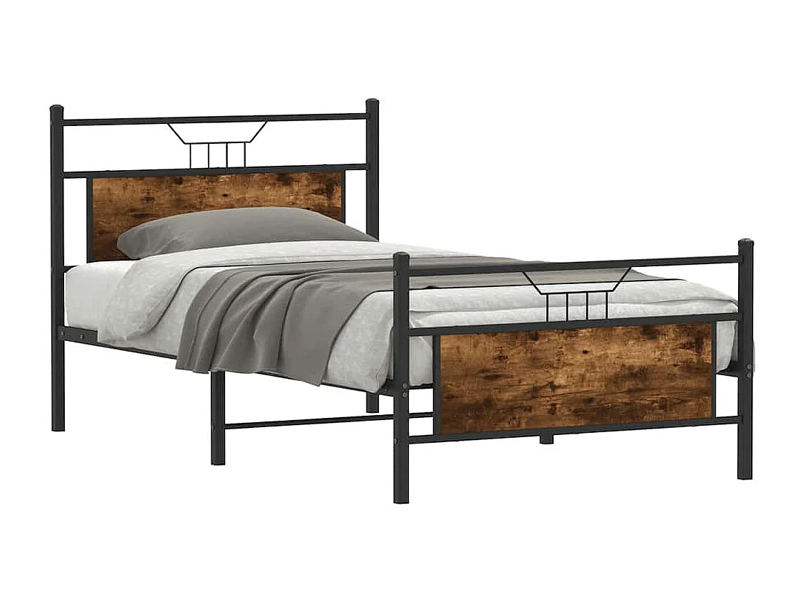 Lit simple | Lit adulte, enfant | Cadre de lit chêne fumé 100x190 cm bois ingénierie