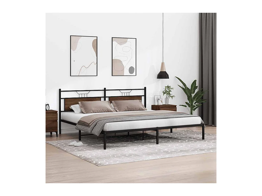 Lit double | Lit adulte | Cadre de lit chêne marron 193x203 cm