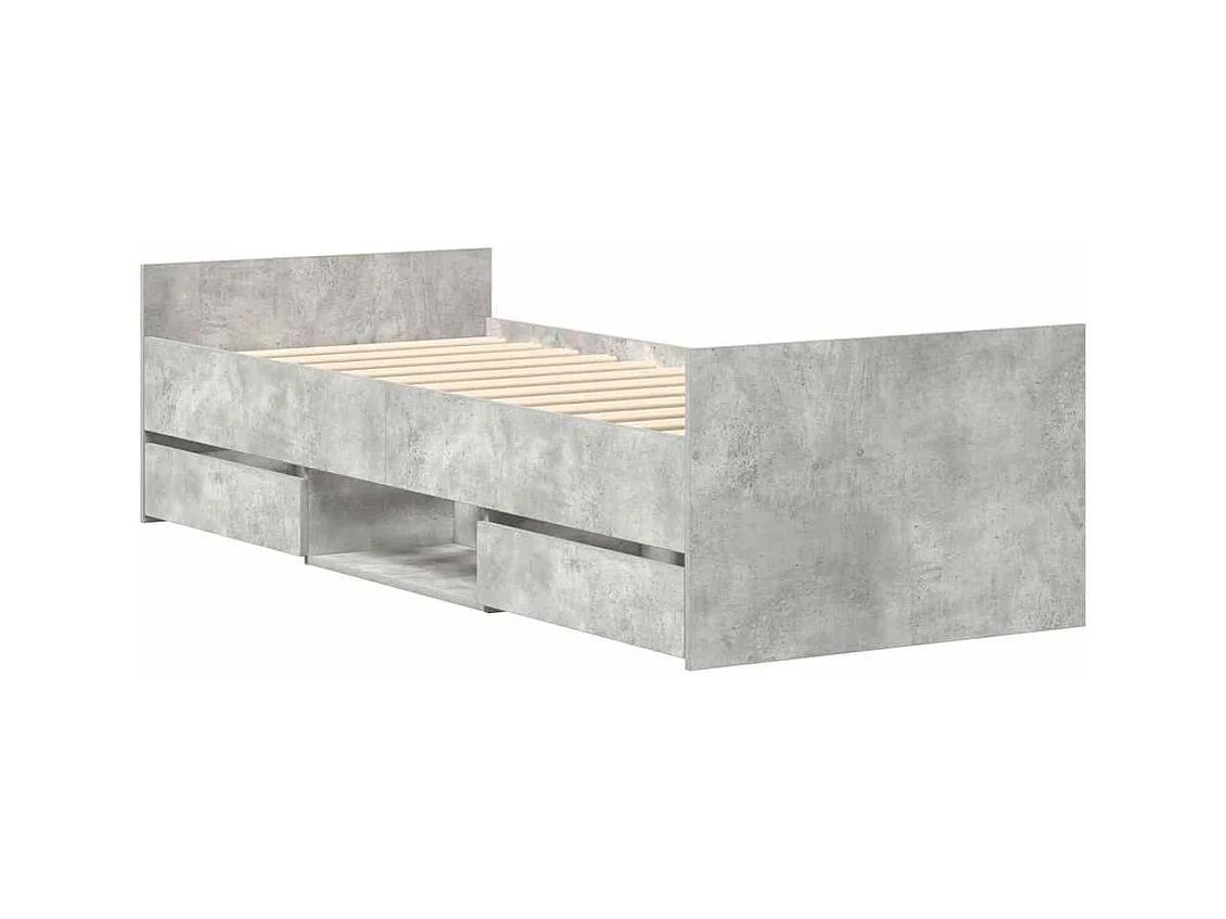 Lit simple | Lit adulte, enfant | Cadre de lit gris béton 90x190 cm
