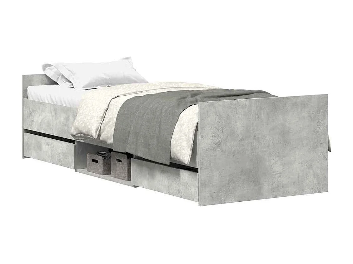 Lit simple | Lit adulte, enfant | Cadre de lit gris béton 90x190 cm