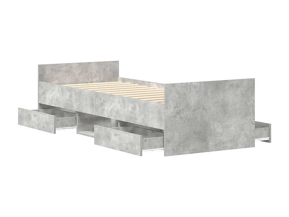 Lit simple | Lit adulte, enfant | Cadre de lit gris béton 90x190 cm