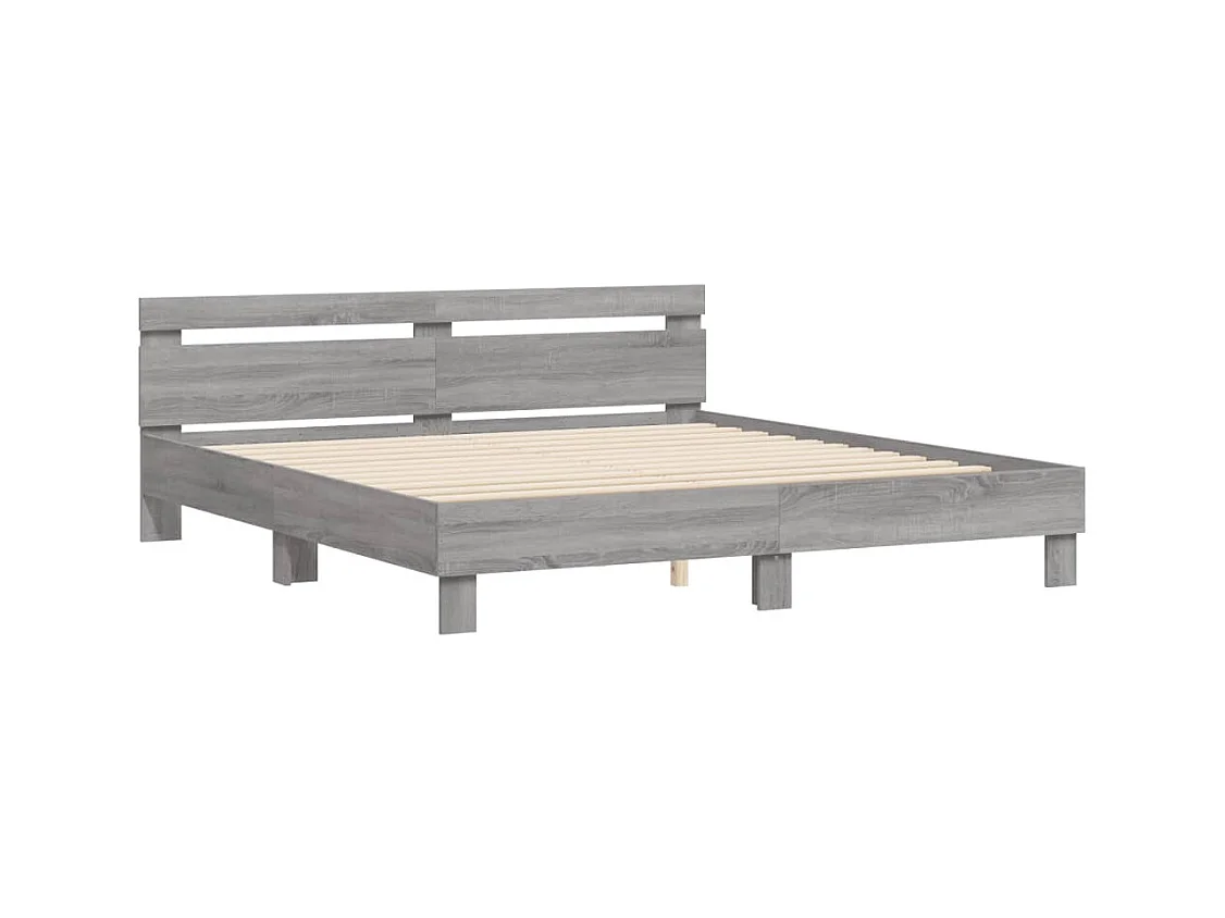 Lit double | Lit adulte | Cadre de lit sonoma gris 200x200 cm