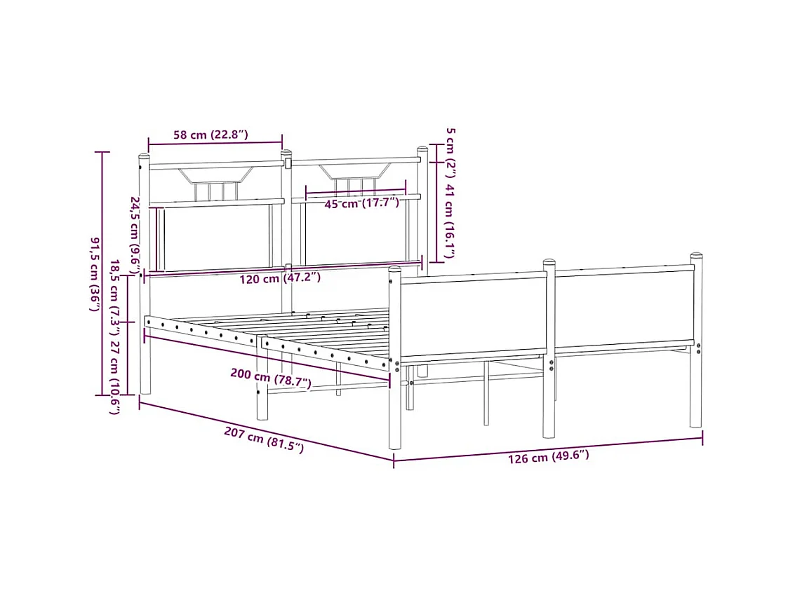 Lit simple | Lit adulte, enfant | Cadre de lit chêne fumé 120x200 cm bois ingénierie
