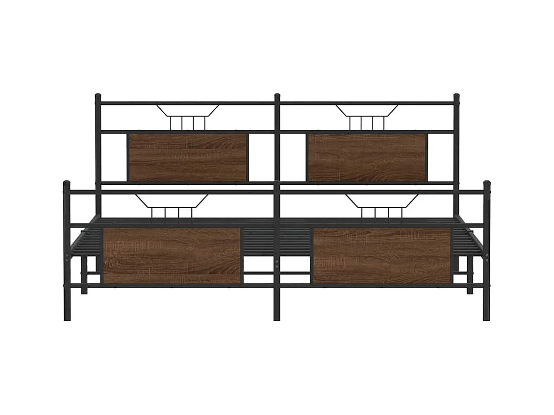Lit double | Lit adulte | Cadre de lit en métal chêne marron 180x200 cm