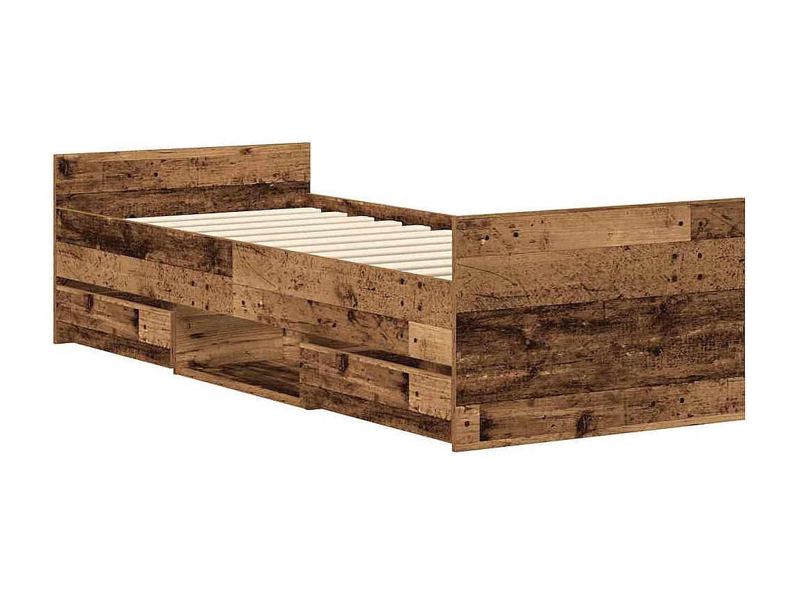 Lit simple | Lit adulte, enfant | Cadre de lit vieux bois 90x200 cm bois ingénierie