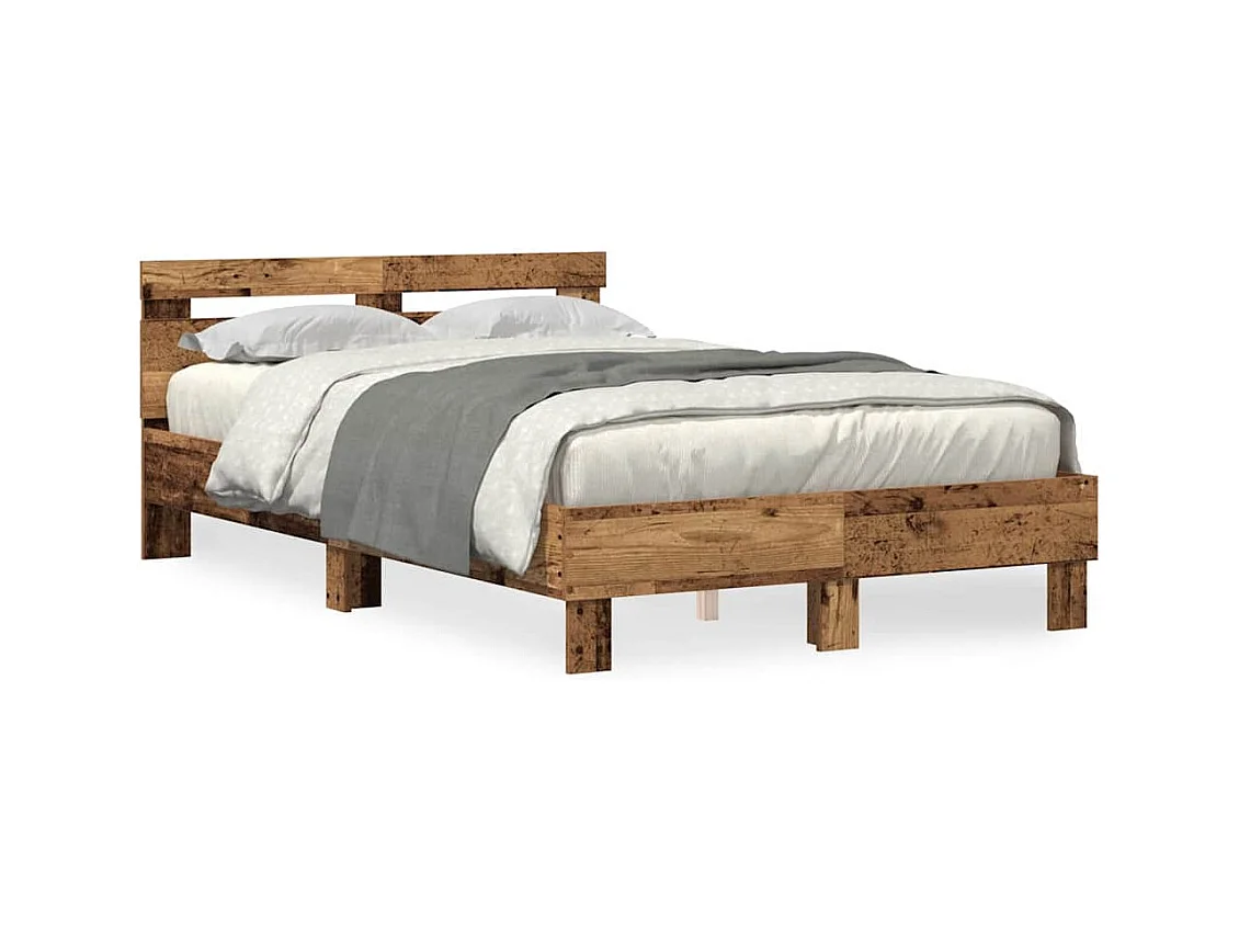 Lit double | Lit adulte | Cadre de lit Bois ancien 135x190 cm Bois d'ingénierie
